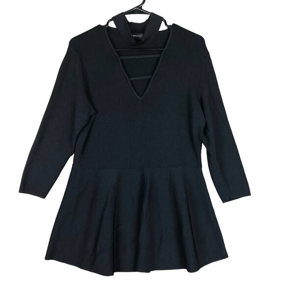 Lane Bryant Womens Blouse Black Choker Peplum Normcore Momcore Stretch 18/20 - Picture 1 of 15